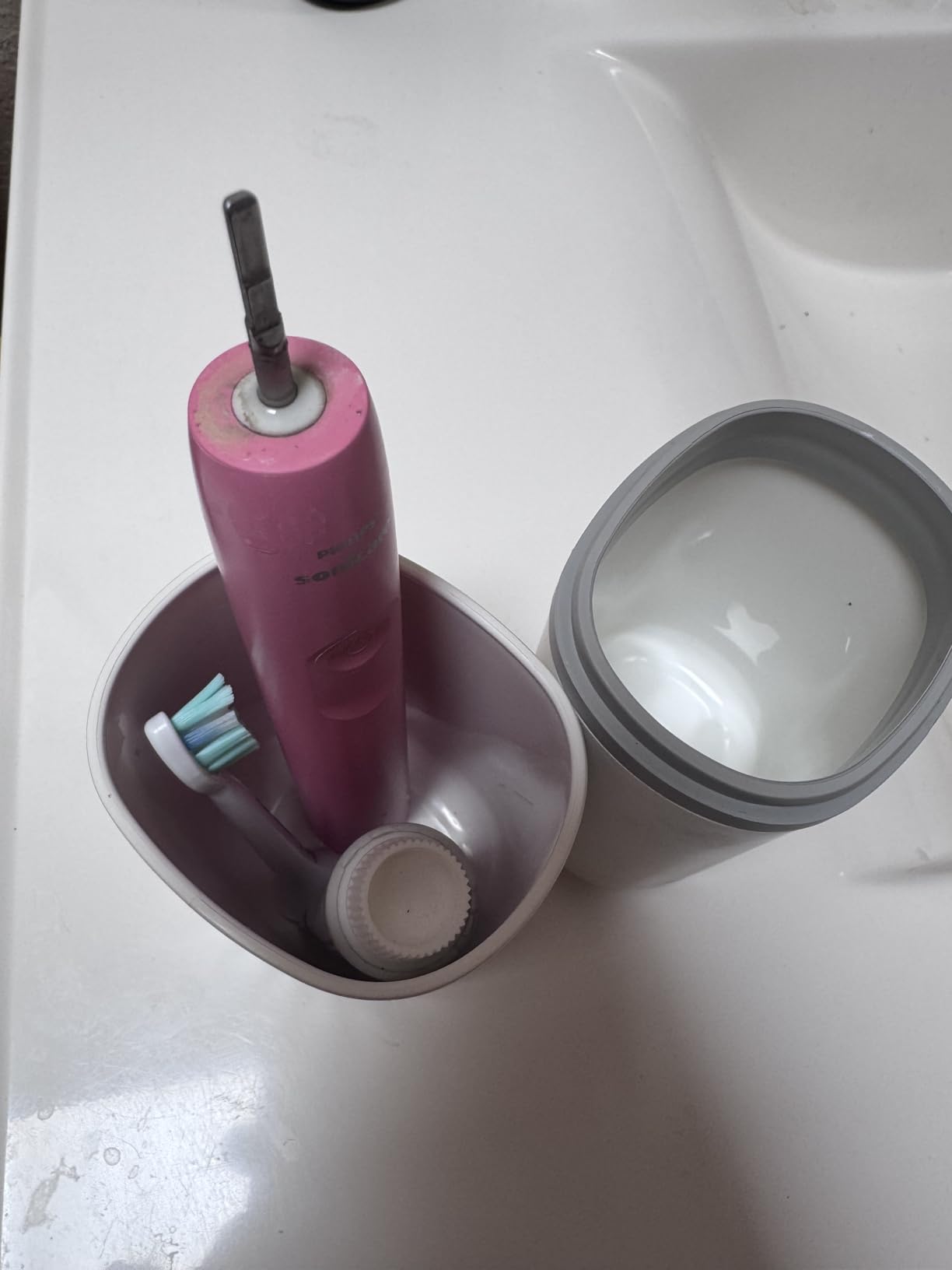 Topavatop Toothbrush Travel Case, 2 in 1 Toothbrush Holder and Rinse Cup, Large Capacity Toothbrush Cup with Cover, Portable Travel Toothbrush Holder for Traveling, Camping, Trip - 1Pcs - Beige&Clear customer photo 1