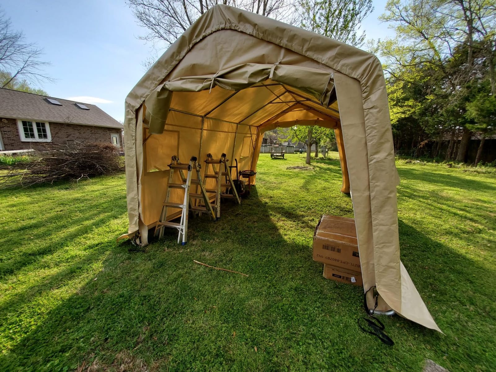 ADVANCE OUTDOOR Heavy Duty 10X20 ft Carport Outdoor Patio Portable Canopy Storage Shelter Shed with 2 Rolled up Zipper Doors & Vents for Snowmobile Garden Tools, Beige customer photo 2