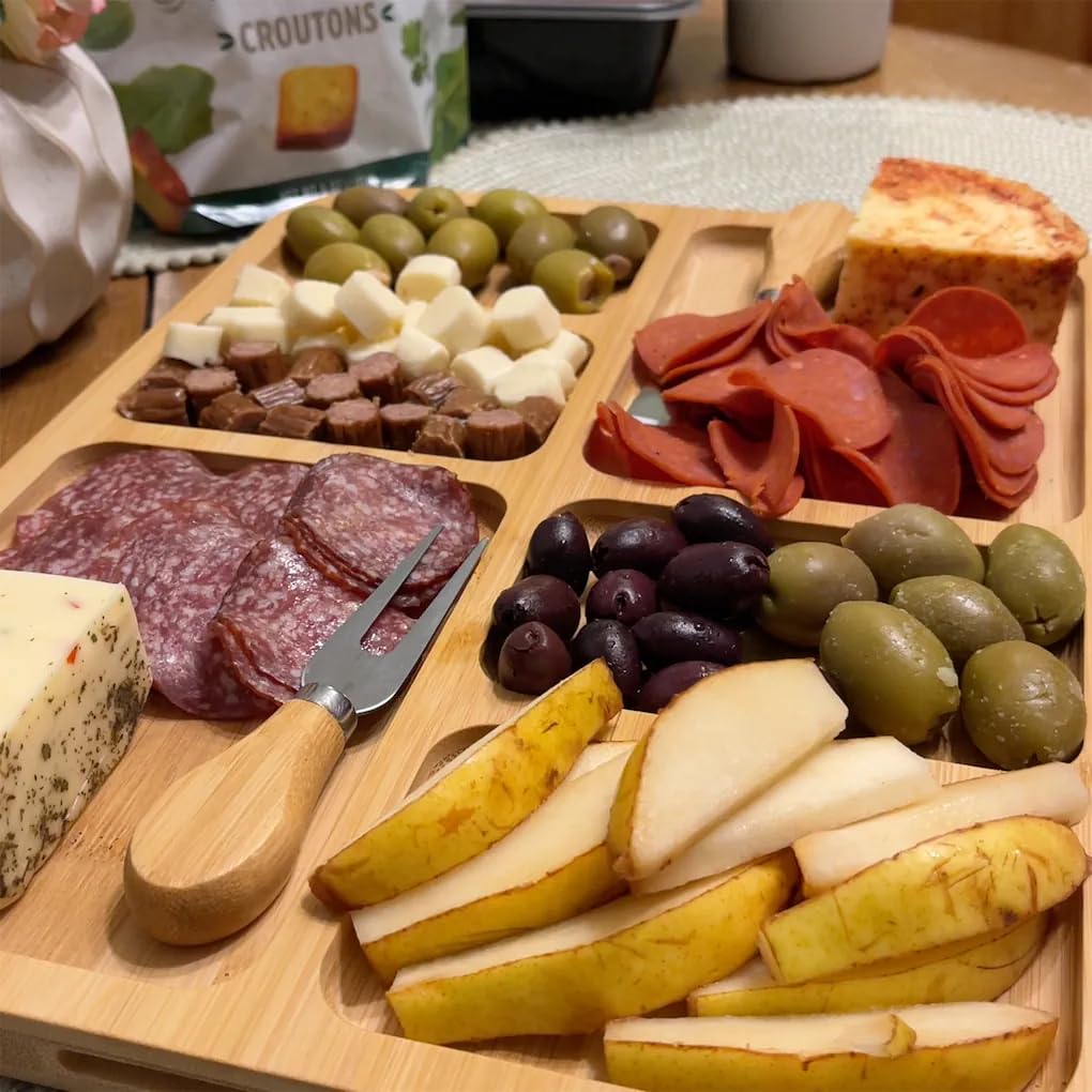 Charcuterie Board with Lid - Reversible, 2-in-1 Travel Portable Cheese Board for Picnics & Entertaining - Housewarming Gift Set Idea - Covered Snack Serving Tray - Large Food Platter customer photo 2