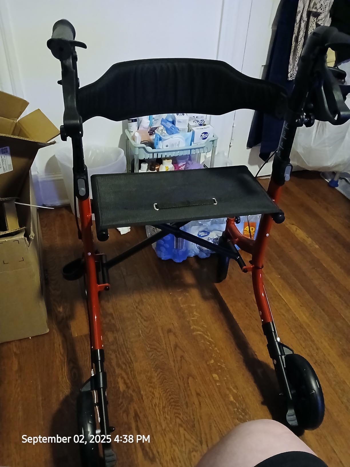 Rollator Walker for Seniors/Adults Foldable Rolling Walker with Seat 330 lbs Capacity 4 Big 8 inch Wheels Hand Grips Adjustable Height Lightweight Aluminum Walker Removable Back Support 7209(Black) customer photo 1
