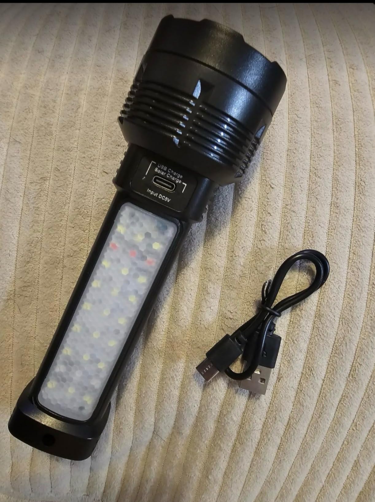 Queena 2 Pack LED Rechargeable Flashlight - 100000 Lumens Super Bright Solar Flashlights, Compact & Waterproof Flash Light for Home, Camping,Hiking, Emergencies, Adventures customer photo 2