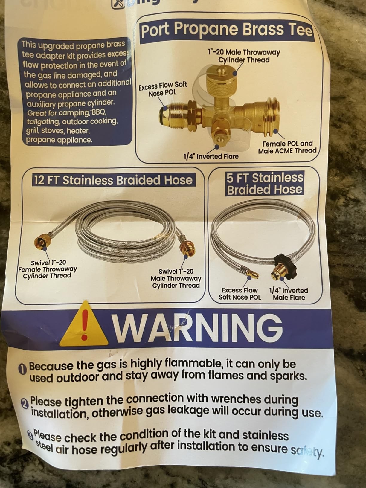 Extend A Stay RV Propane Kit, Propane Brass Tee 4 Port Adapter Kit with 5ft & 12FT Stainless Braided Hoses for Motorhomes Camping customer photo 2