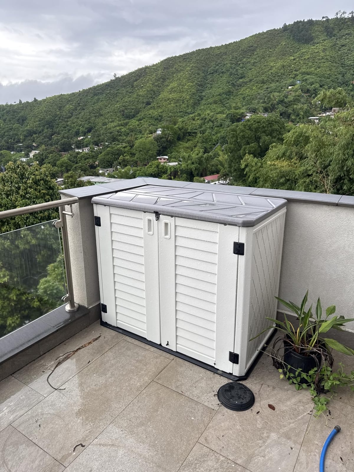 KINYING Outdoor Storage Shed,57 Cu.ft Vertical Outdoor Storage Cabinet Waterproof, Outdoor Resin Tool Shed for Patio Furniture, Garden Tools, Pool Accessories, Lawn Mower(Coffee Color) customer photo 1