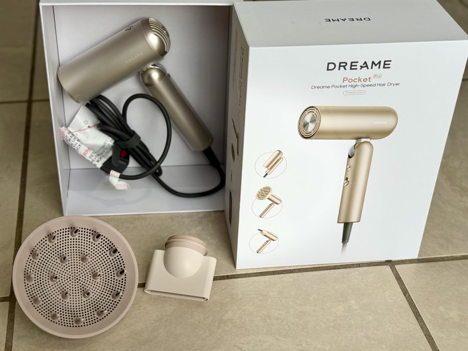 Dreame Pocket Pro Hair Dryer, Dual Voltage Travel Blow Dryer with Diffuser, 1300W Professional High-Speed Ionic Hair Blower, Fast Drying, Low Noise, Lightweight, No Heat Damage, Global Travel 120V/240V customer photo 2