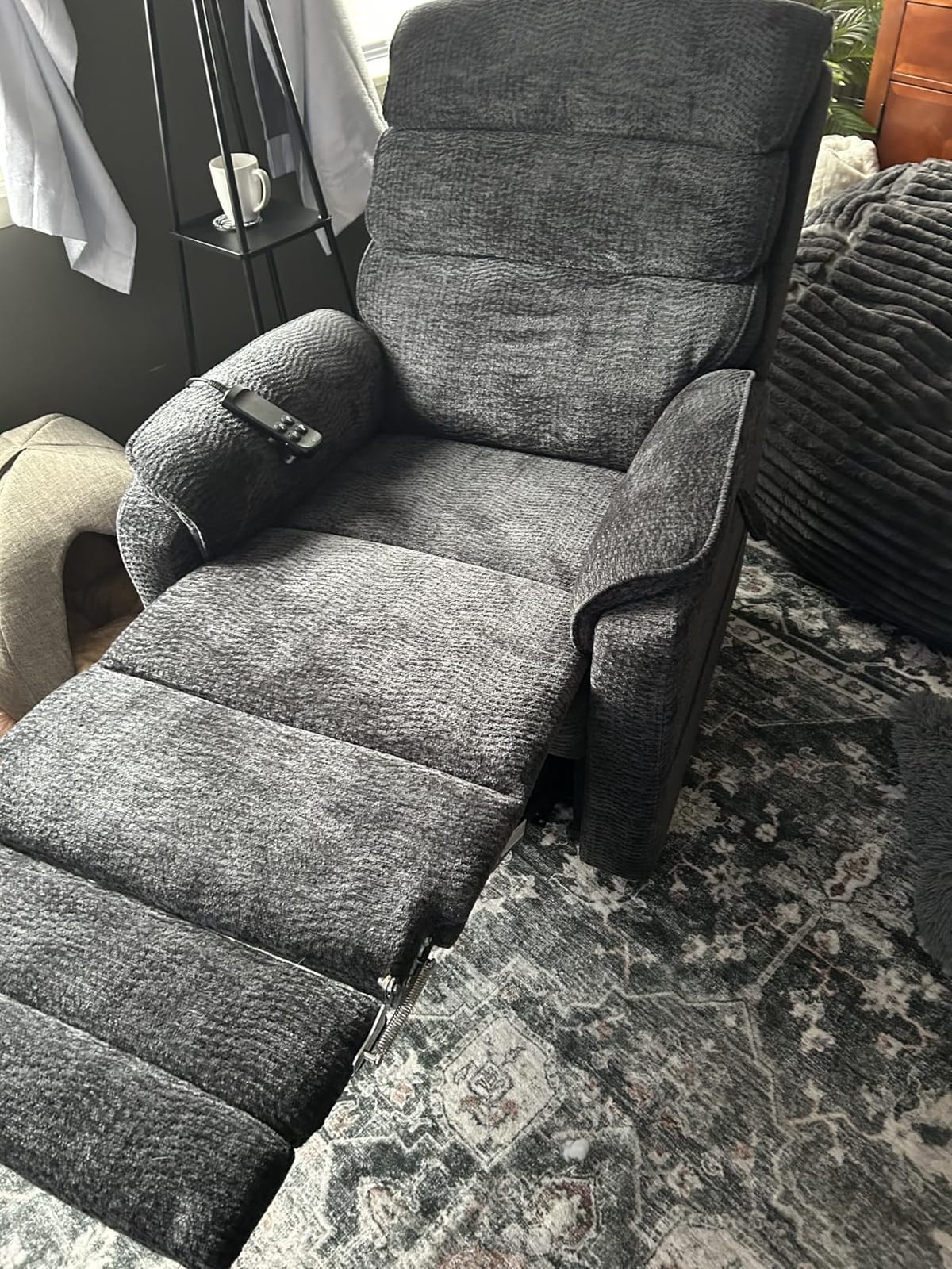 DYNOX 9198L Tall Power Lift Recliner, Extended Footrest, Dark Grey customer photo 2
