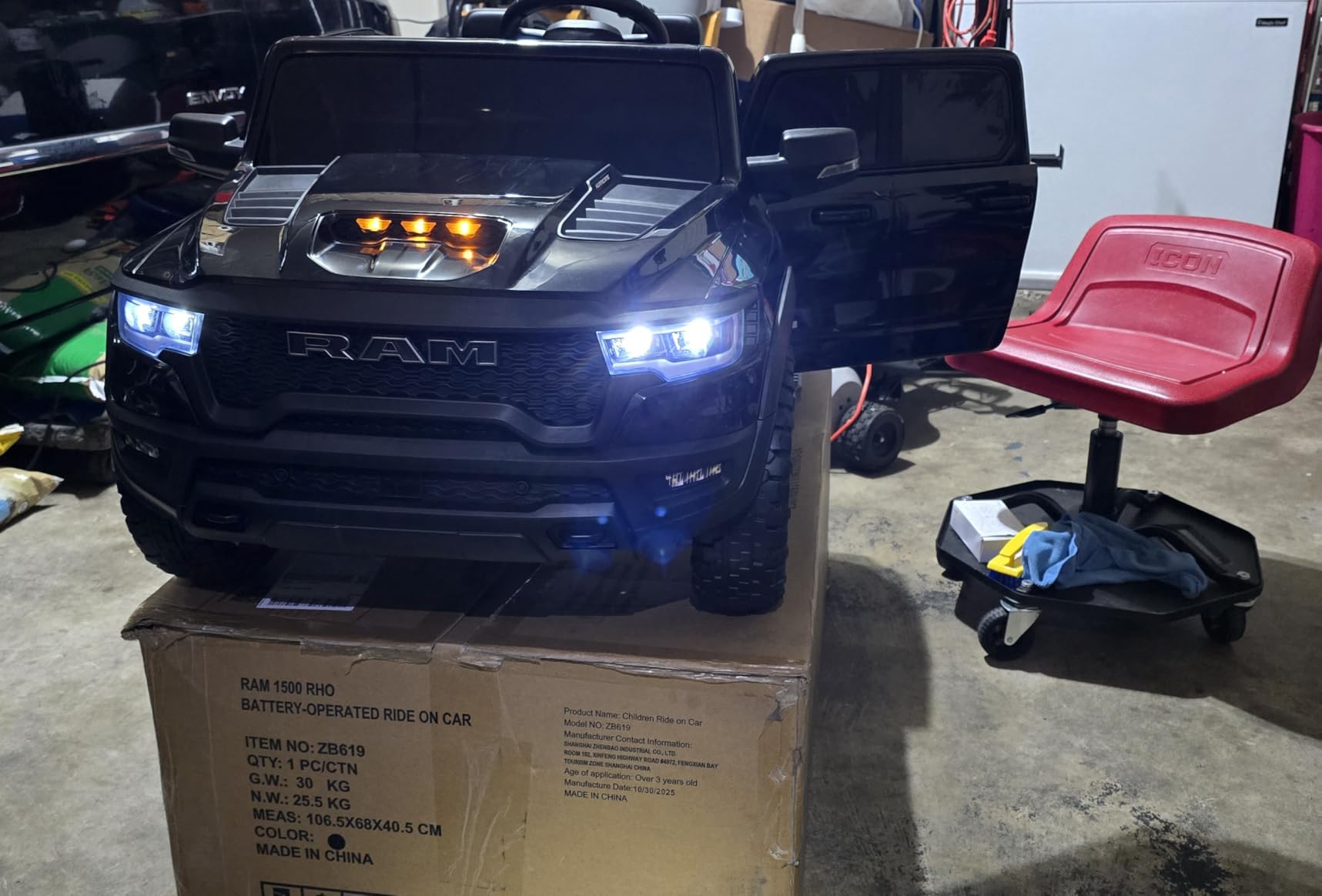 First Ride On 24V Ride on Toys for Big Kids, Licensed RAM 1500 RHO Electric Car for Kids w/Remote Control, Ride on Truck w/Bluetooth, LED Lights, Truck Bed Storage, Gear Shifter & Soft Start customer photo 1