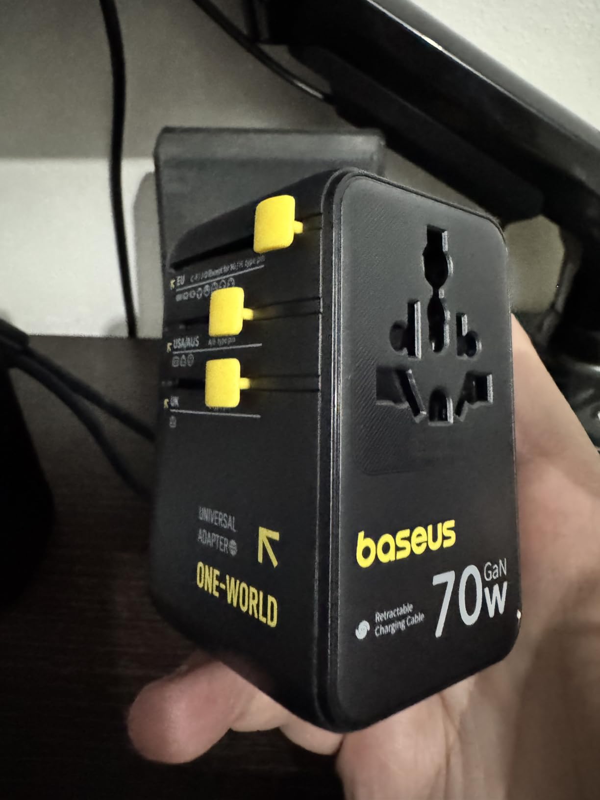 Baseus 70W Universal Travel Adapter, 6-in-1 International Plug Adapter | Worldwide Wall Charger with Retractable Cable, USB-C Fast Charging for USA/EU/UK/AUS and Over 200 Countries - Enercore CG11 customer photo 2
