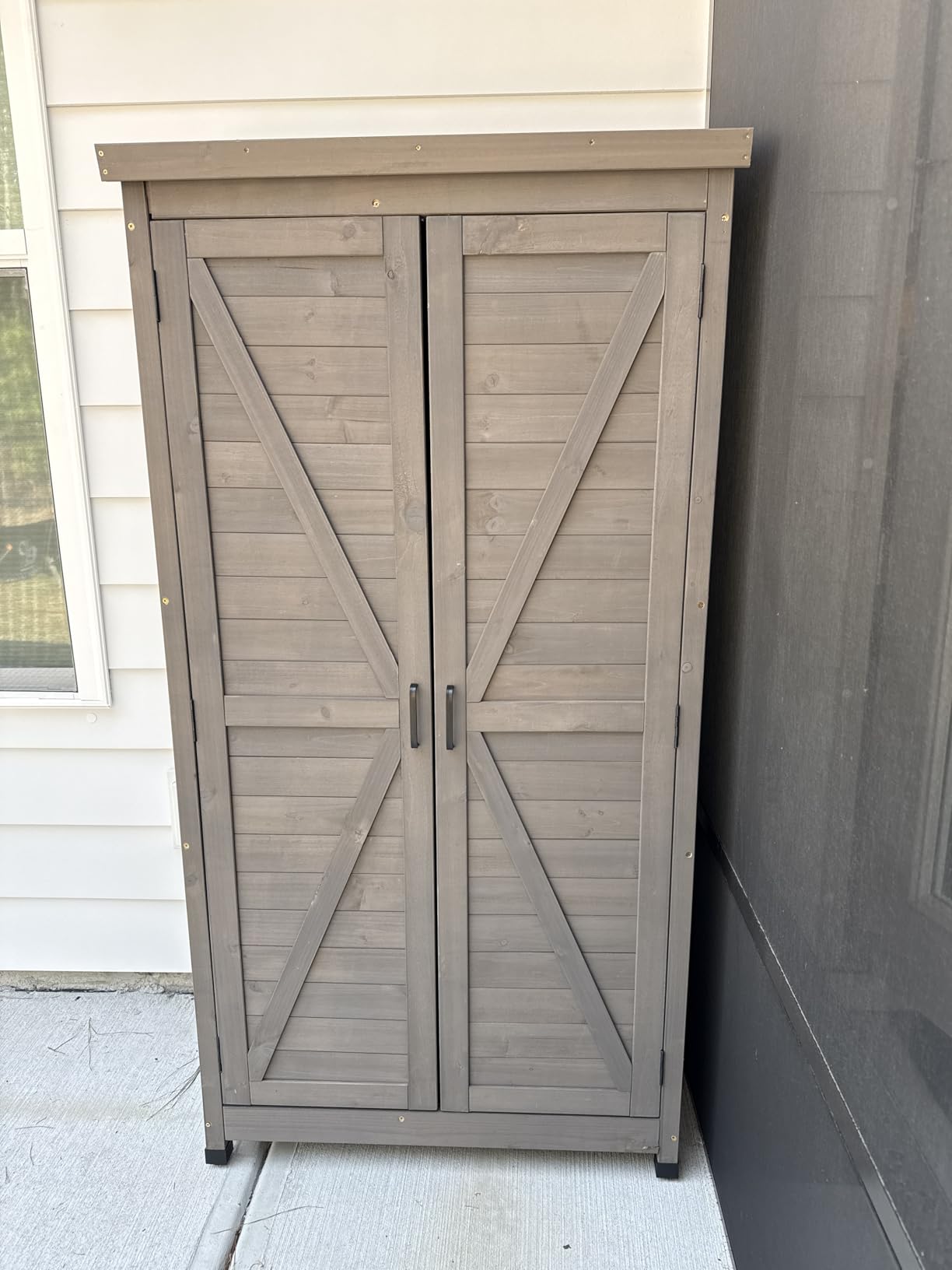 68'' Outdoor Storage Cabinet, Wooden Garden Tool Cabinet with Metal Top customer photo 2