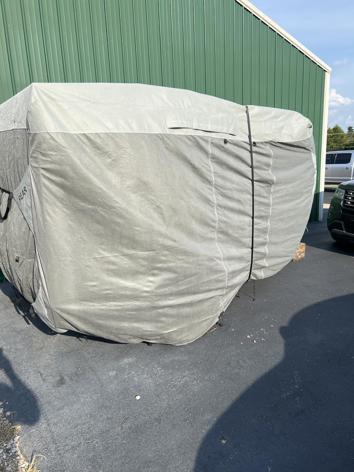 Umbrauto Truck Camper RV Cover Fits 8-10ft: Waterproof Cabover Camper Cover, Upgraded 7 Layers Slide-in Camper Cover, Windproof Straps, Adhesive Patch for All Seasons customer photo 1