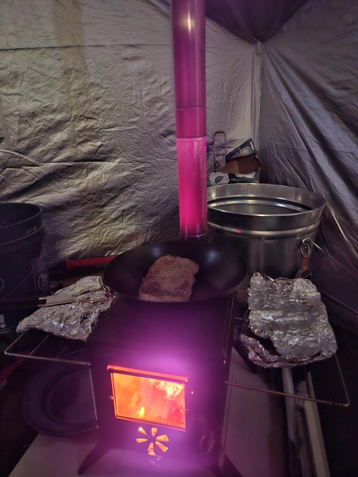 Hot Tent Stove, AVOFOREST 304 Stainless Wood Burning Stove, Portable Wood Stove with 6 Stainless Chimney Pipes for Outdoor Heating & Cooking, Ice Fishing, Hunting customer photo 1