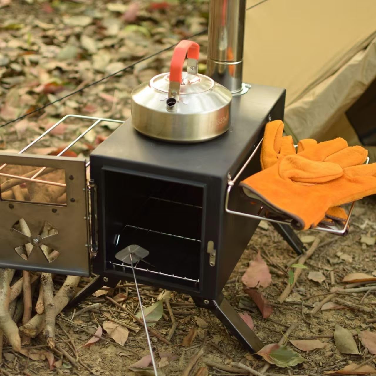 Hot Tent Stove, AVOFOREST 304 Stainless Wood Burning Stove, Portable Wood Stove with 6 Stainless Chimney Pipes for Outdoor Heating & Cooking, Ice Fishing, Hunting customer photo 2
