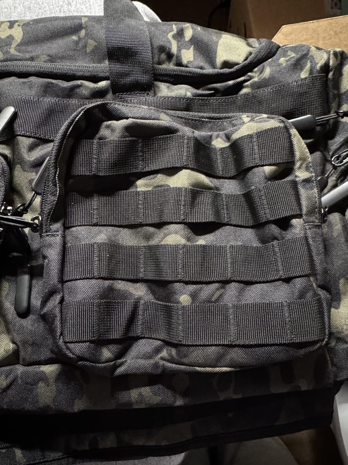 LHI 50L Tactical Duffle Bag for Men, 3-in-1 Gym Duffle and Backpack, Shoe Compartment, Laptop Sleeve and MOLLE, Carry-On Travel Weekender and Overnight Bag – Black CP Camo customer photo 1