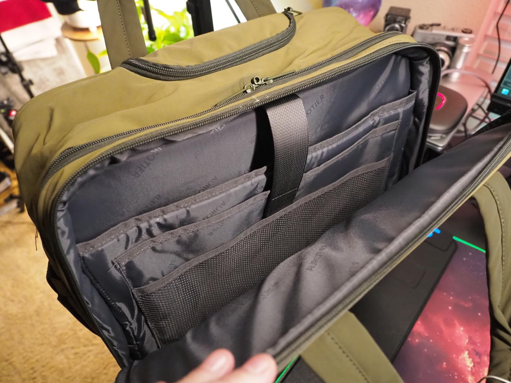Rolling Puffer Laptop Bag, Rolling Briefcase for Women, Wheeled 16 Inch Computer Bag, Water Resistant Stylish Overnight Underseat Carry On Luggage with Wheels for Work Travel Business, Beige Brown customer photo 1