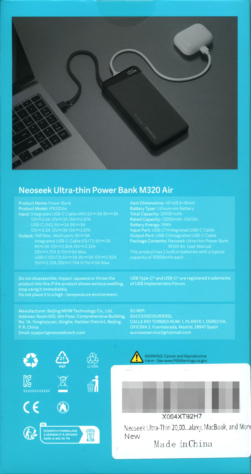 0.7'' Ultra-Slim 20000mAh Power Bank 45W Fast Charging Battery Pack customer photo 1