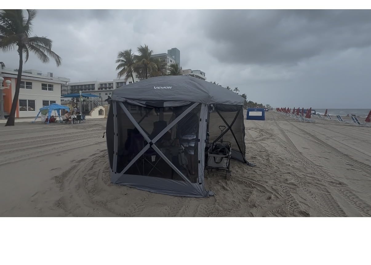 VEVOR Pop up Gazebo Screen Tent, 10 x 10 ft Large 6-Sided Camping Canopy Tent with Removable Top & Carry Bag, Quick-Set & Bite-Proof, Screen House Sun Shelter for 6-8 Persons Backyard Patio, Green customer photo 2