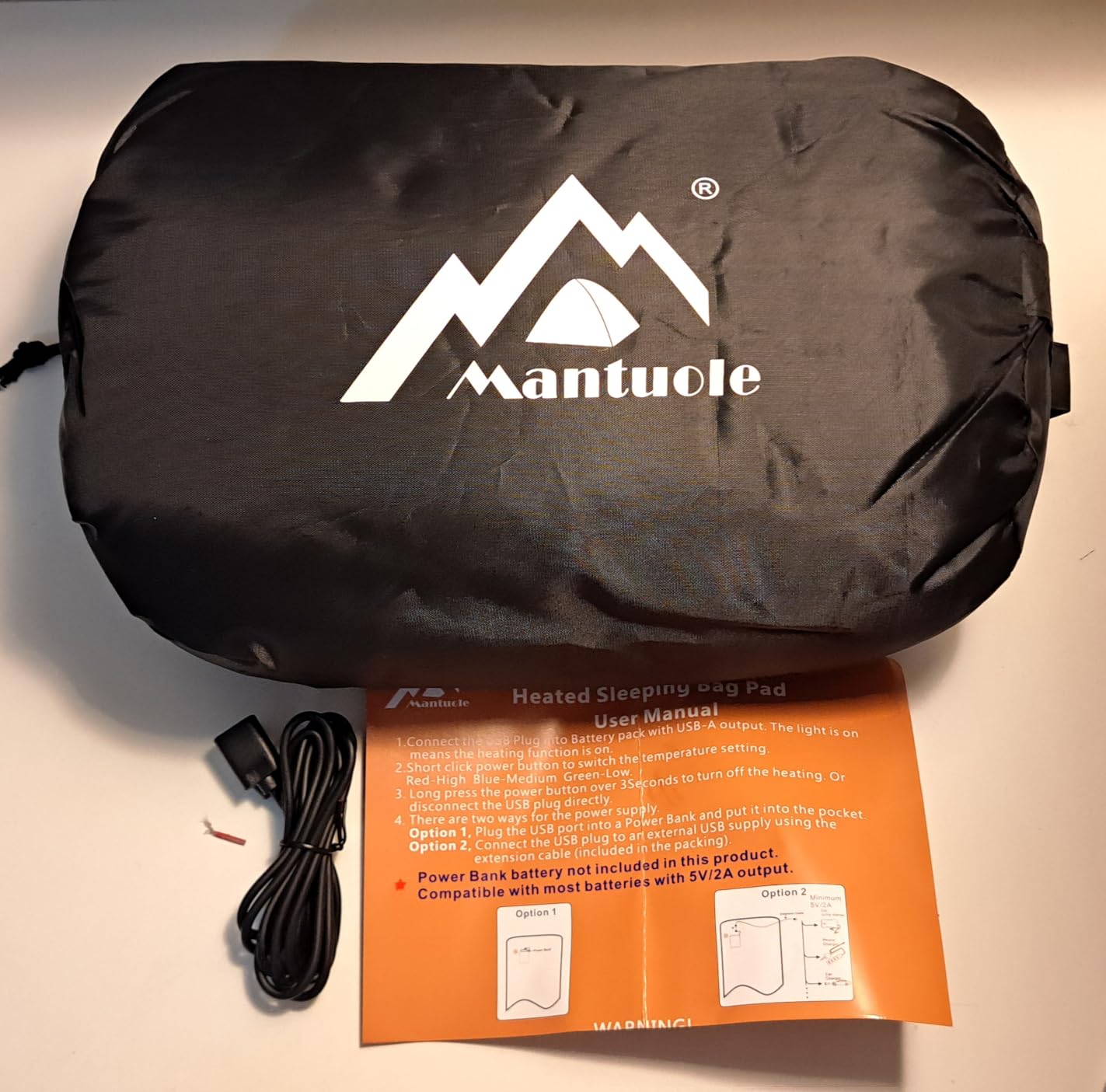 Heated Sleeping Bag pad, Operated by 5V/2A USB Power Supply (Battery NOT Included). Black & Red Flannel. customer photo 1