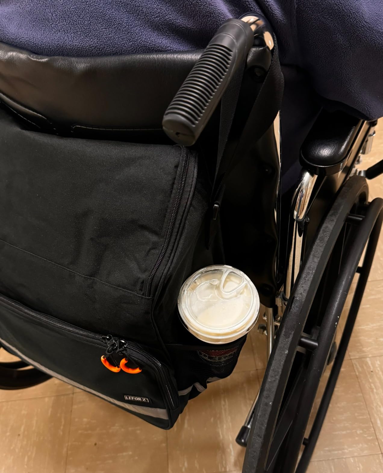 Wheelchair Bags to Hang on Back, Wheelchair Backpack Bag, Wheelchair Accessories Pouch Storage Bag with Thermal Insulation Pocket for Adults & Senior, Bag Only customer photo 1