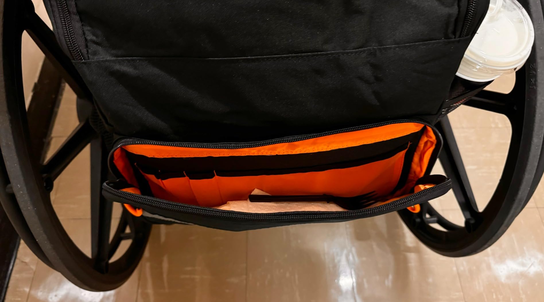 Wheelchair Bags to Hang on Back, Wheelchair Backpack Bag, Wheelchair Accessories Pouch Storage Bag with Thermal Insulation Pocket for Adults & Senior, Bag Only customer photo 2