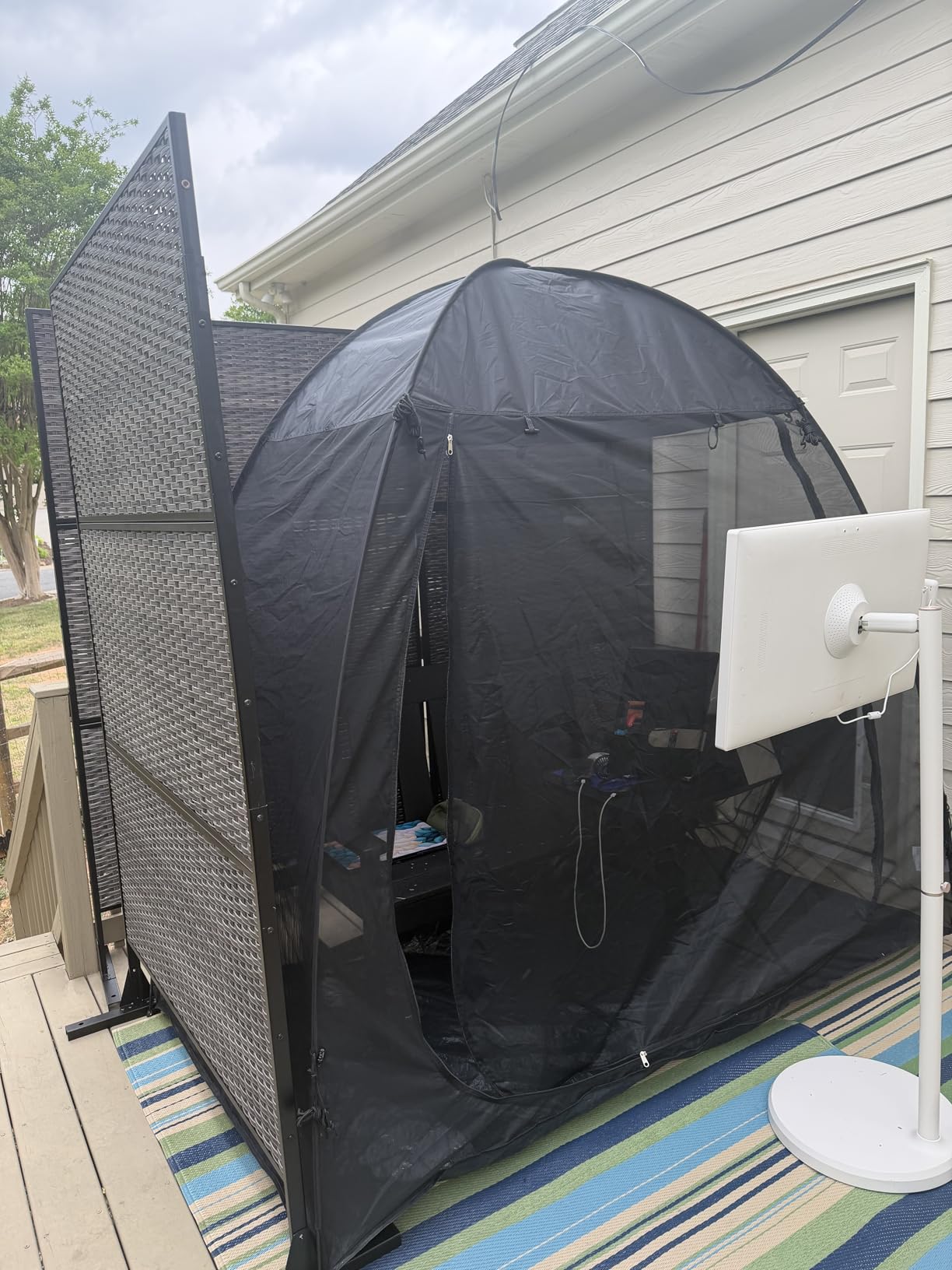 Alvantor Pop Up Screen House Tent 10x10 FT, Snap-fit Black Mesh Screen Gazebo with Peaked Roof, Portable Screen Room Canopy Shelter with Sandbags for Camping, Backyard, Picnic customer photo 2