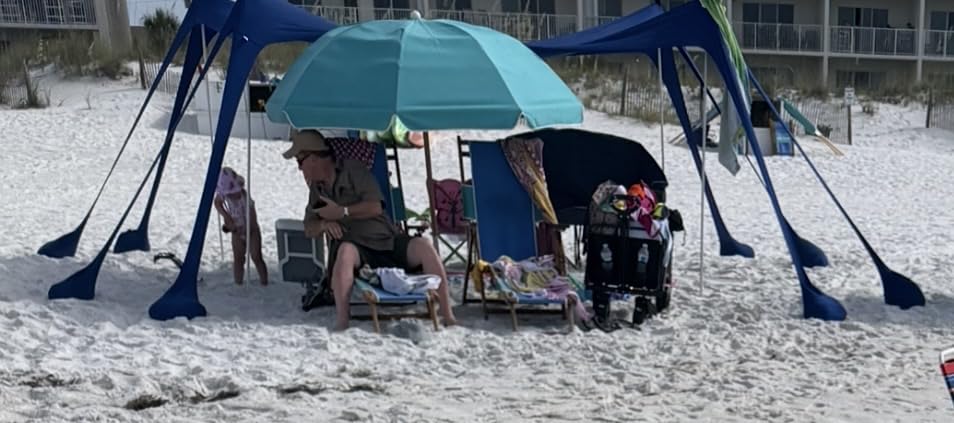 Beach Tent Sun Shelter 10x10FT, UPF 50+ Beach Shade Canopy with 8 Sandbags customer photo 2