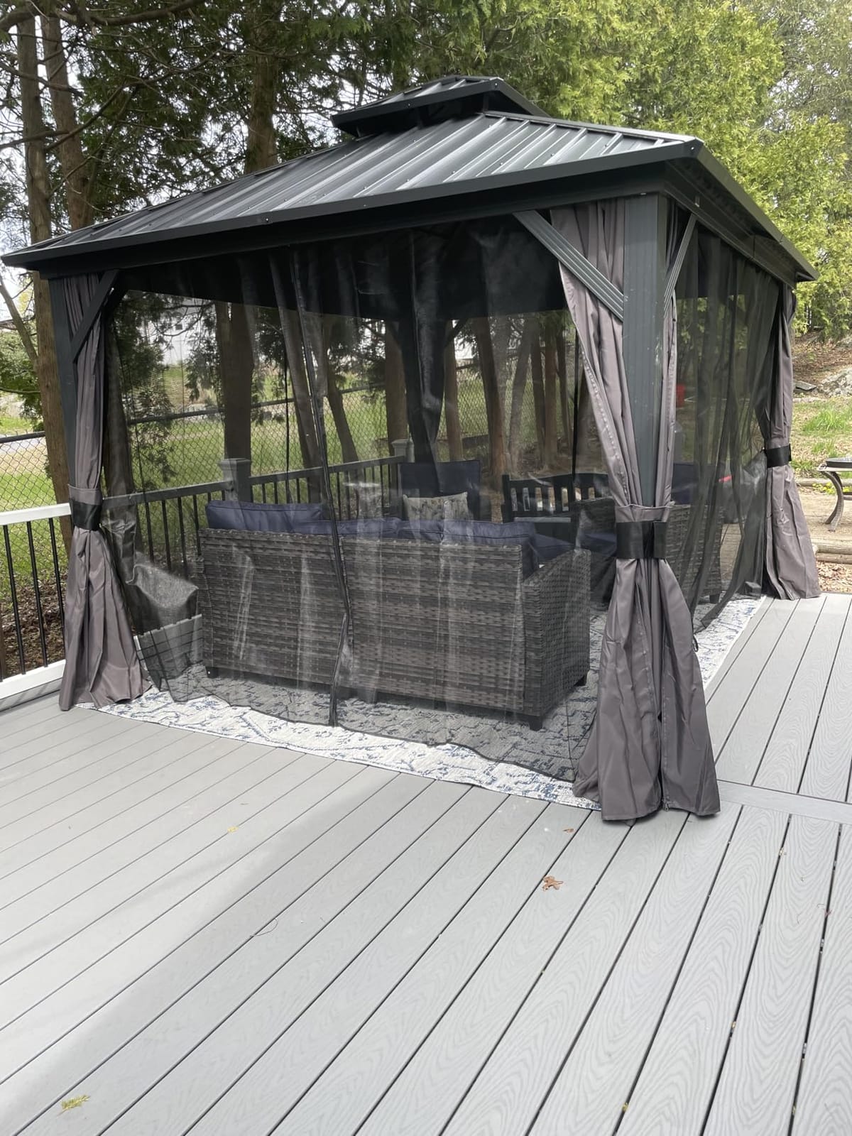 PURPLE LEAF Patio Hardtop Gazebo 8' x 12' Aluminum with Double Roof, Grey customer photo 2