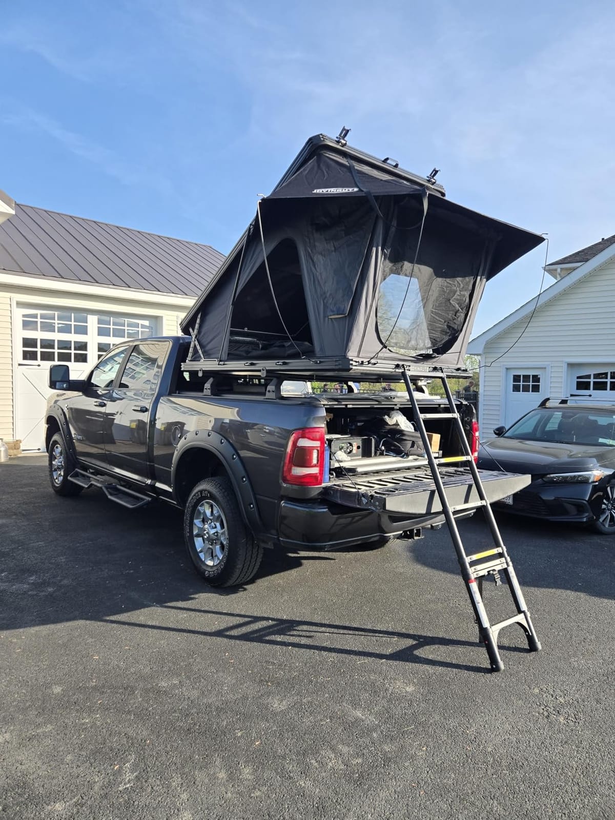 Rooftop Tent Hard Shell with Winter Insulation, Aluminum Pop Up Roof Tent | 360°Surround Light Strip, Integrated luggage rack, Skyview Window, 4-Season Camping Roof Top Tent for Jeep Truck SUV customer photo 1