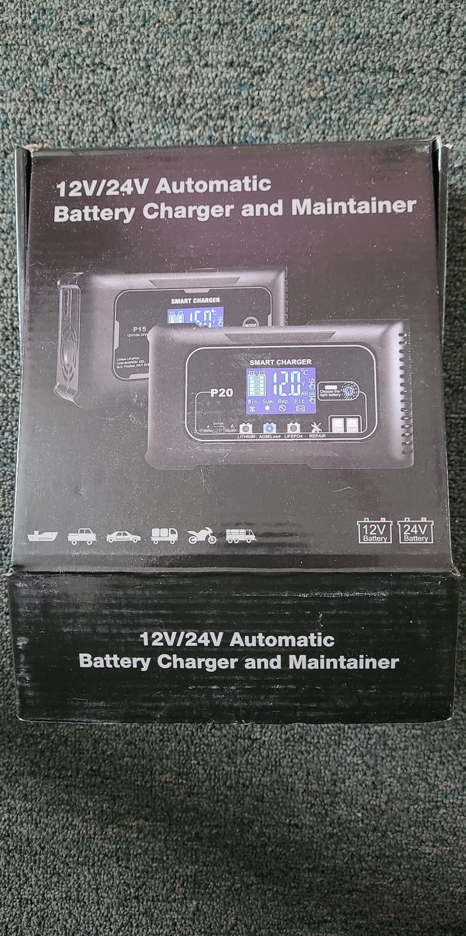 Haisito 20-Amp Smart Battery Charger (Lithium LiFePO4 & Lead-Acid), 12V/24V Rapid Automotive Car Charger with Temperature Compensation - Trickle Maintainer for Boat, Truck, RV, Lawn Mower, Marine customer photo 1