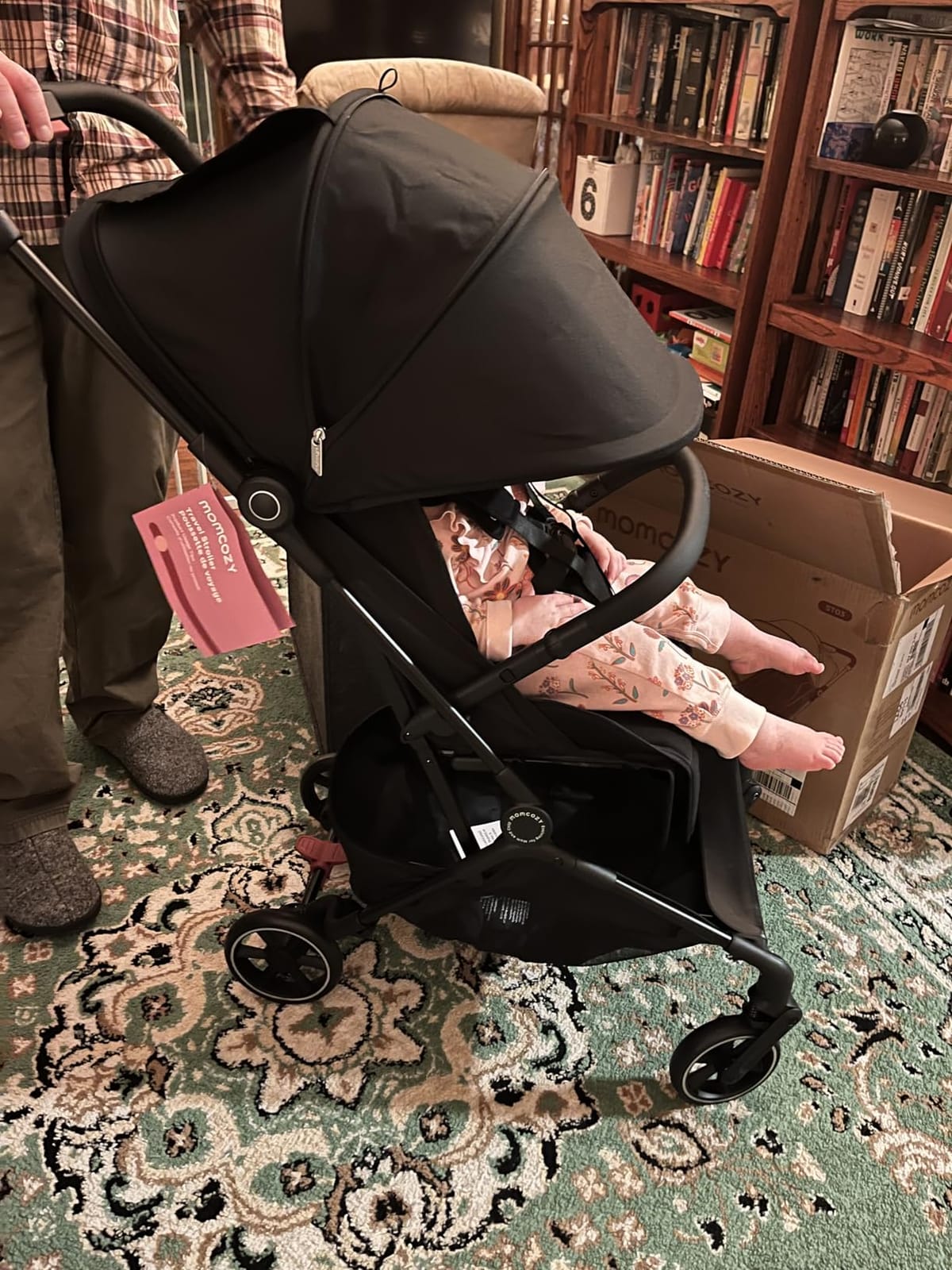 Momcozy TuckGo Travel Stroller - One-Hand Fold, 33 L Storage, 14.33 lb Lightweight Design, Compact for Air Travel, 3-Position Recline, 4-Wheel Suspension and UPF 50+ Canopy for Toddler customer photo 2