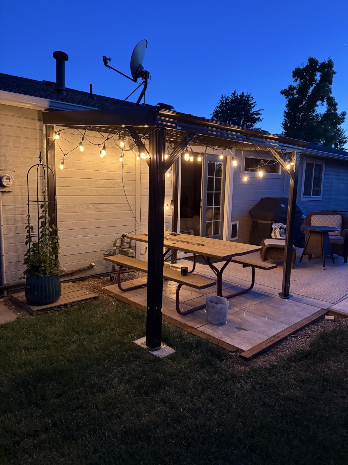 Domi 10'x 16' Lean to Gazebo,Outdoor Gazebo Pergola with Sloped Roof, Grey customer photo 2