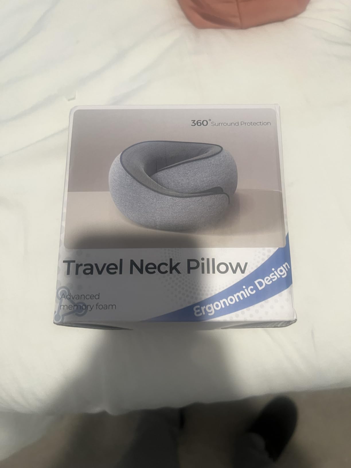 Purroch G-Shape Memory Foam Travel Pillow, Neck Pillow | 100% Pure Foam Ergonomic Support for Airplane Flights, Car Trips And Office Naps, Eye Mask and Ear Plugs, Medium Gray customer photo 1