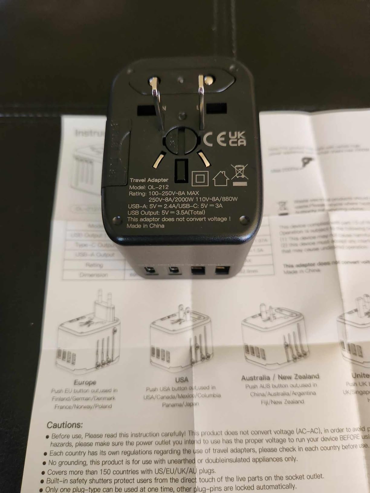 140W GaN Universal Travel Adapter & Laptop Charger for 200+ Countries | 3 USB-C + USB-A + 2500W AC Outlet, Fast Charging for Laptop & Phone, Charge 5 Devices at Once customer photo 2
