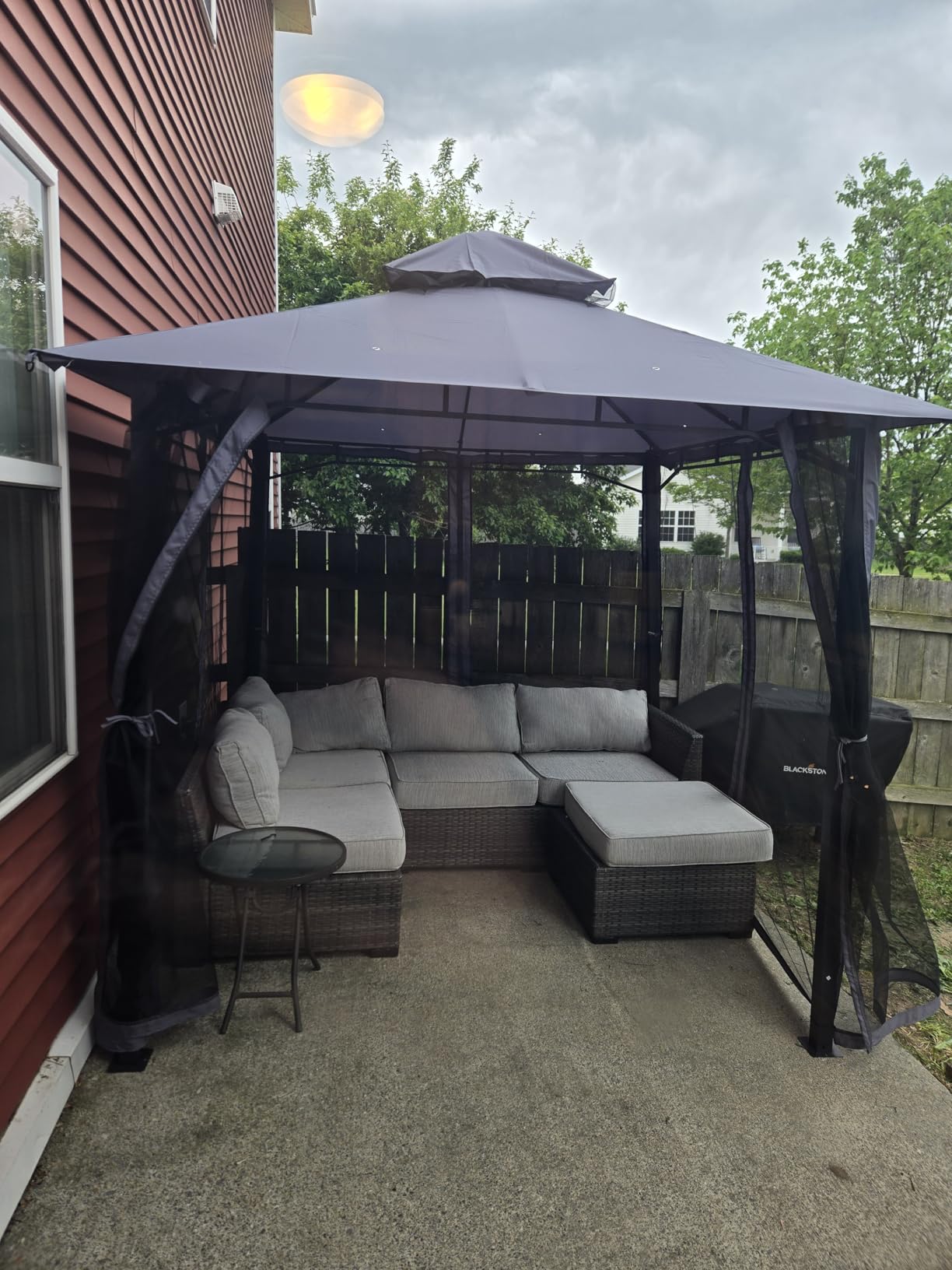 Aoxun 12x10 Outdoor Gazebo with Mosquito Netting & Double Roof, Gray customer photo 1