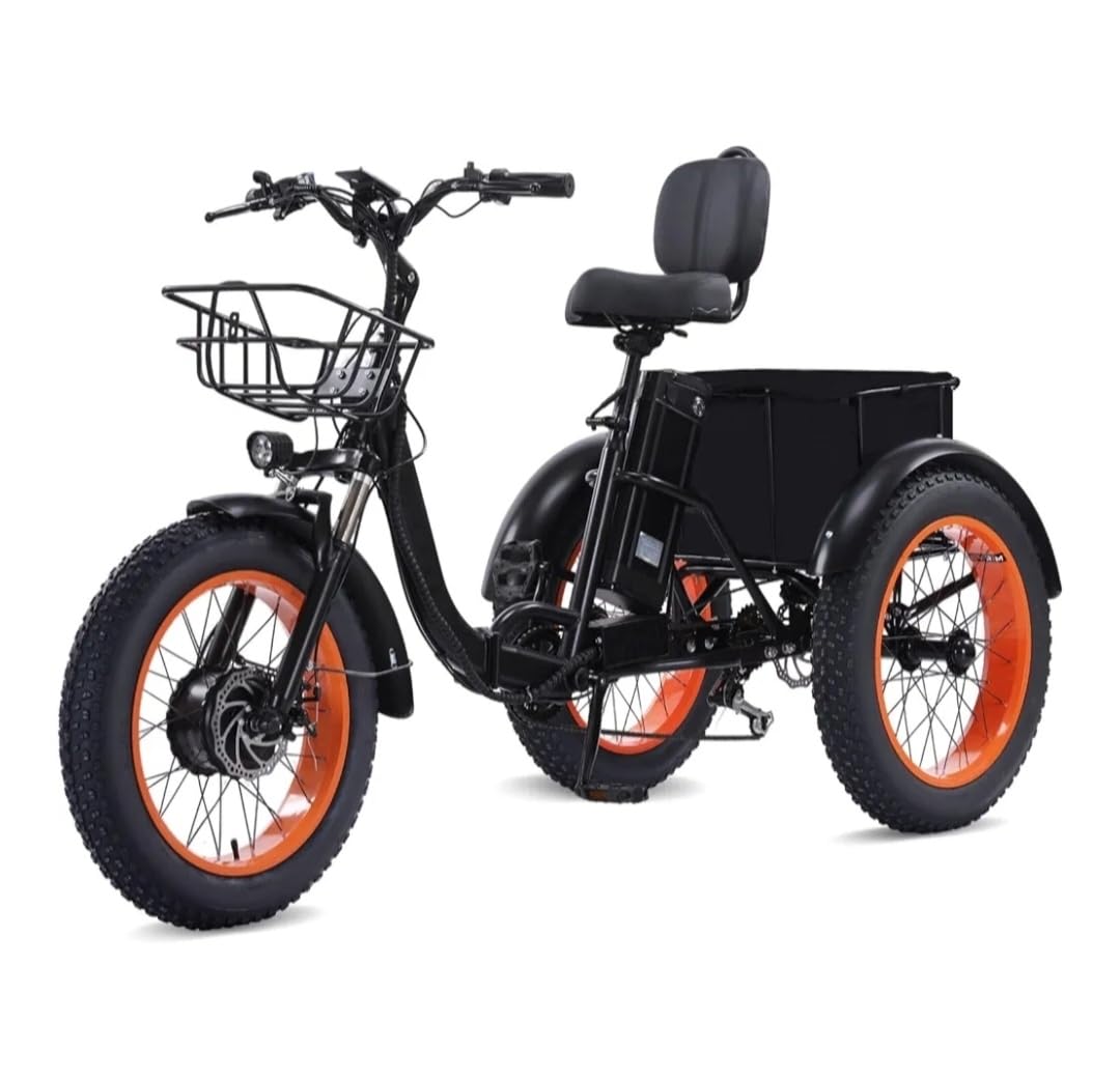 KAKIGO Electric Tricycle with Passenger Seat,Peak 1350W Two Seater Electric Tricycle for Adults,48V 15.6Ah 2 Seater Electric Trike,Front&Rear Basket,Rear Differential customer photo 1