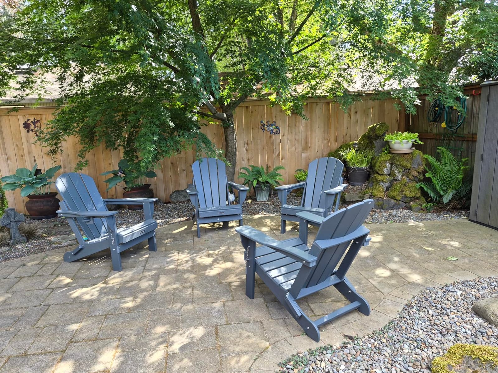 MUCHENGHY Folding Adirondack Chairs Set of 4, HDPE Patio Chair, Grey customer photo 2