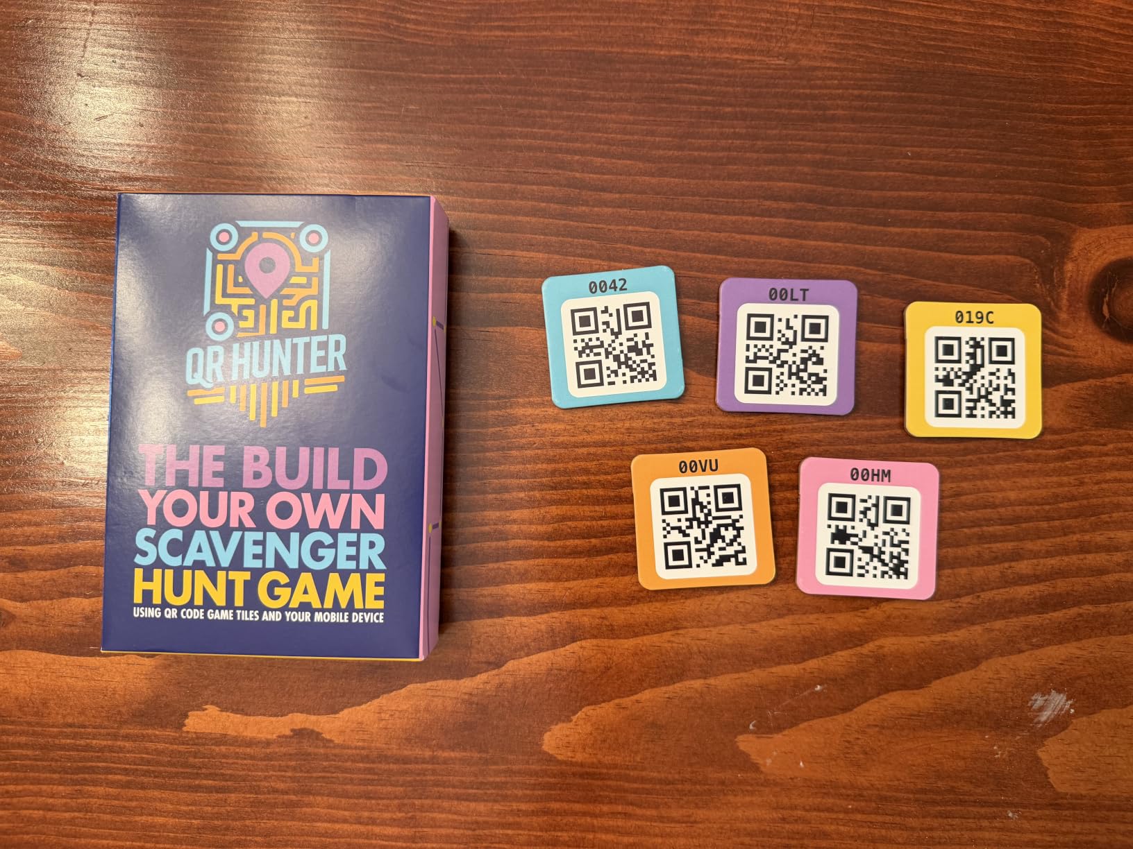 Scavenger Hunt Game | 5-Pack of QR Code Game Tiles | Custom Treasure Hunt & QR Code Adventure Game for All Ages | Free iOS & Android-Compatible App | Made in the USA customer photo 1