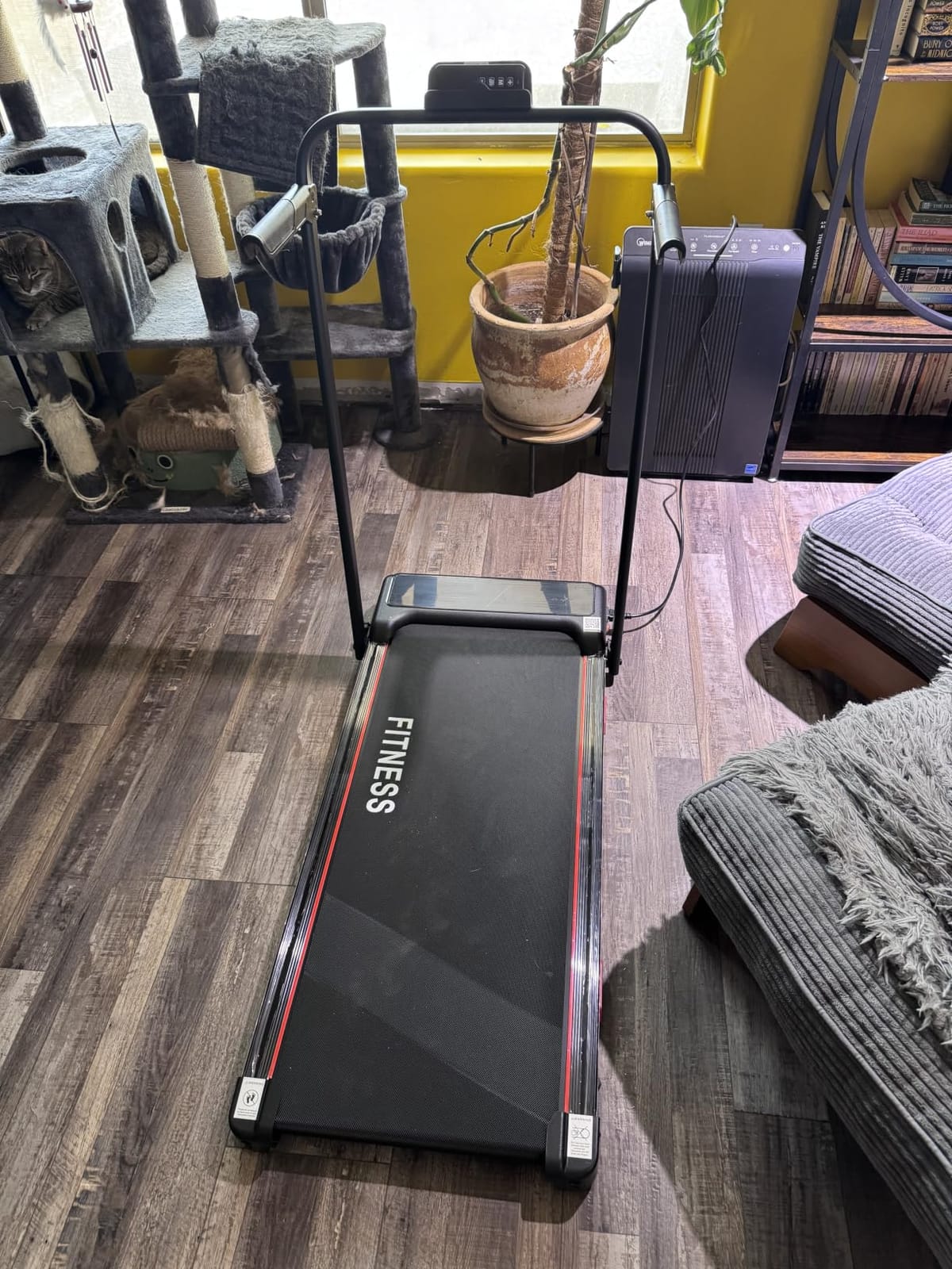 RHYTHM FUN 13% Incline Walking Pad Treadmill with Handles, 6.2MPH, Foldable customer photo 2