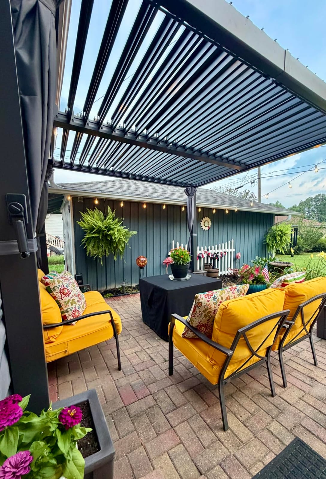 Aoxun Louvered Pergola 10x12 All-Aluminum, Waterproof Curtains and Netting customer photo 1