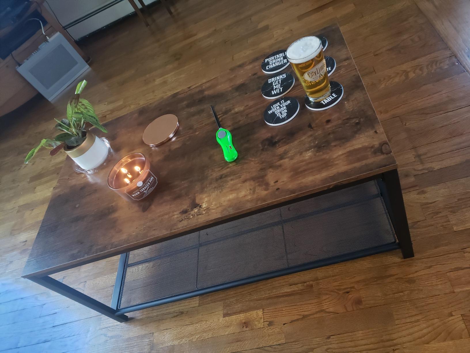 VASAGLE Farmhouse Coffee Table with Storage, Lift Top, Hidden Compartment customer photo 1