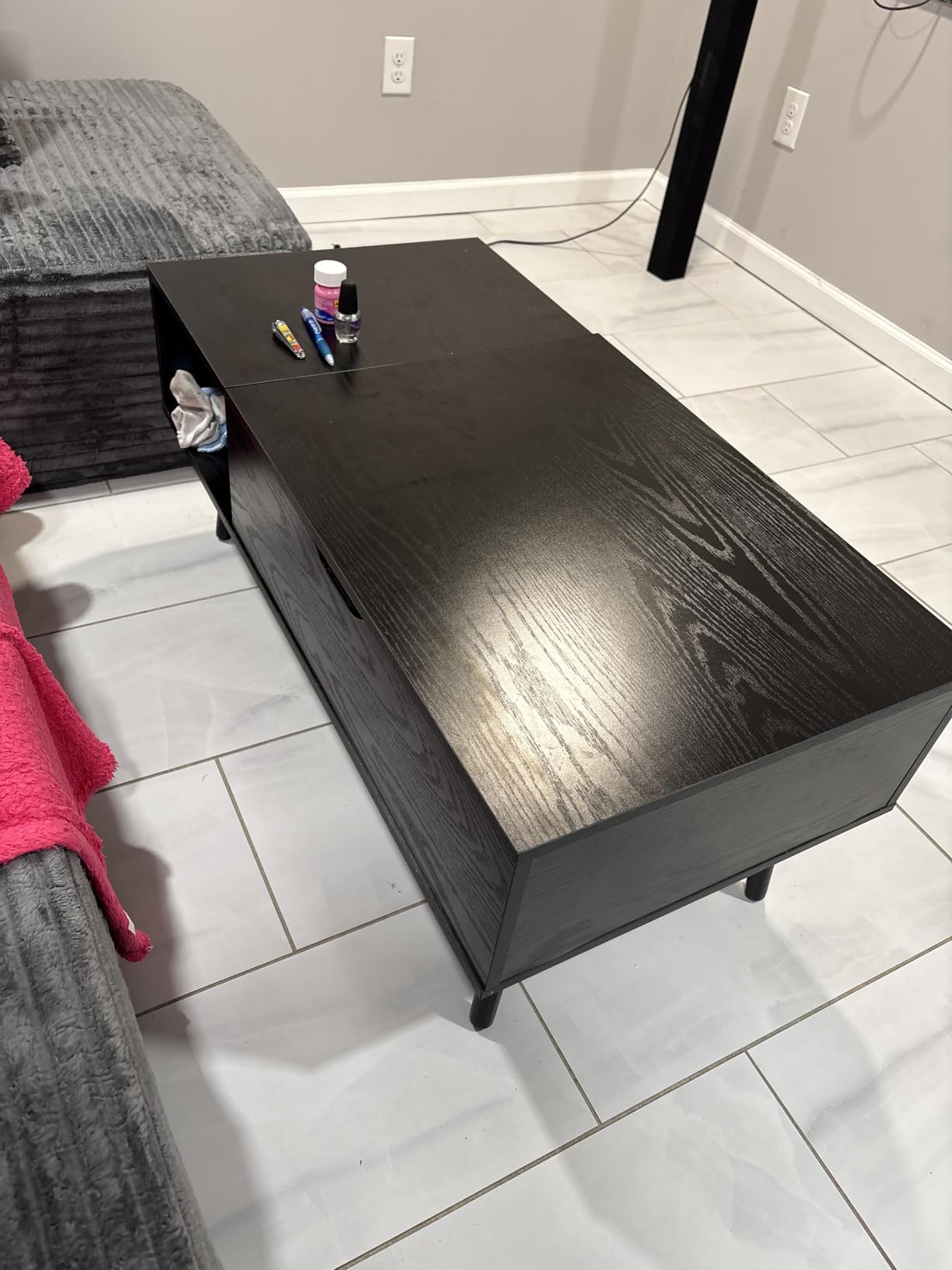 OLIXIS Wood Lift Top Coffee Table with Hidden Compartment and Storage Shelf customer photo 1