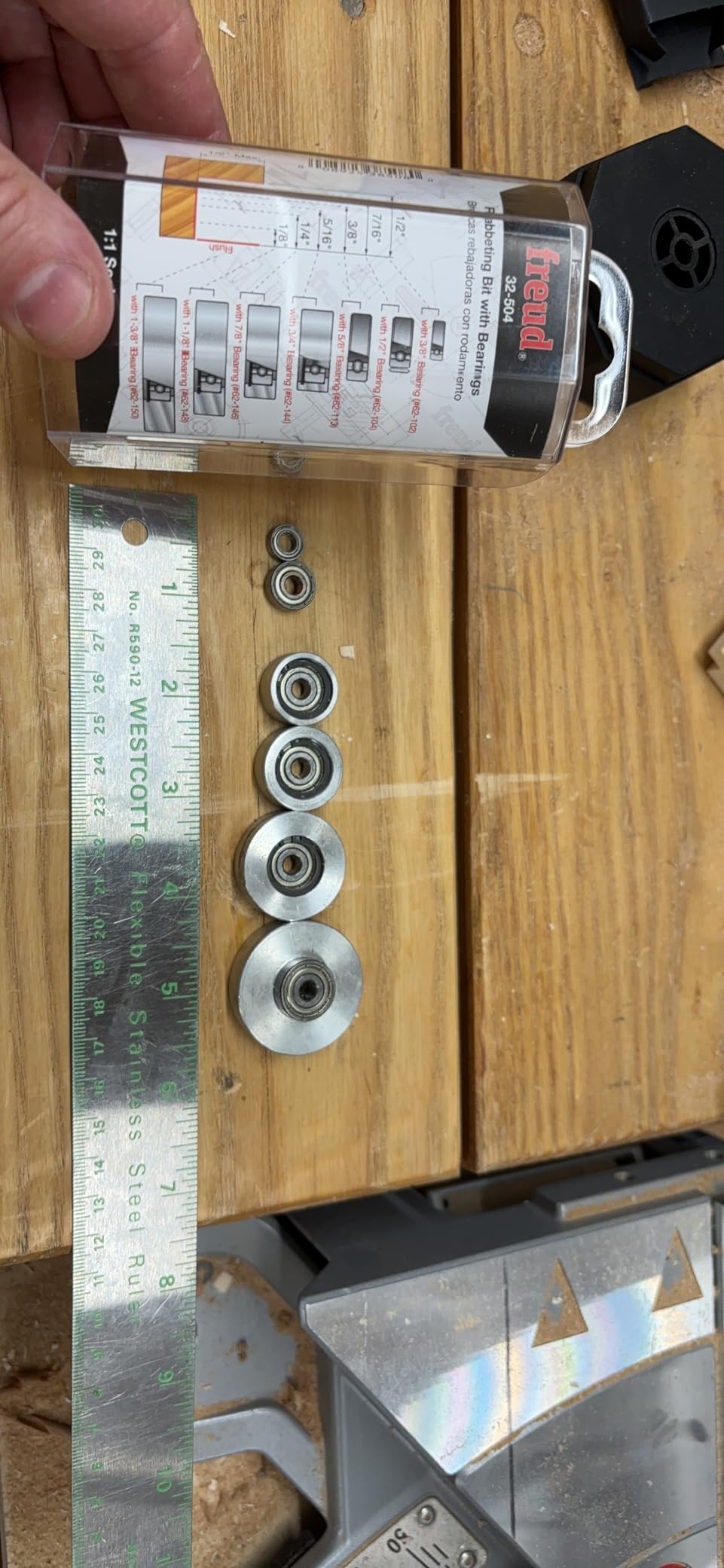 Freud Rabbeting Bit Set with Bearings - Ideal for Joinery, Furniture & Cabinet Making, Carpentry - 1/4