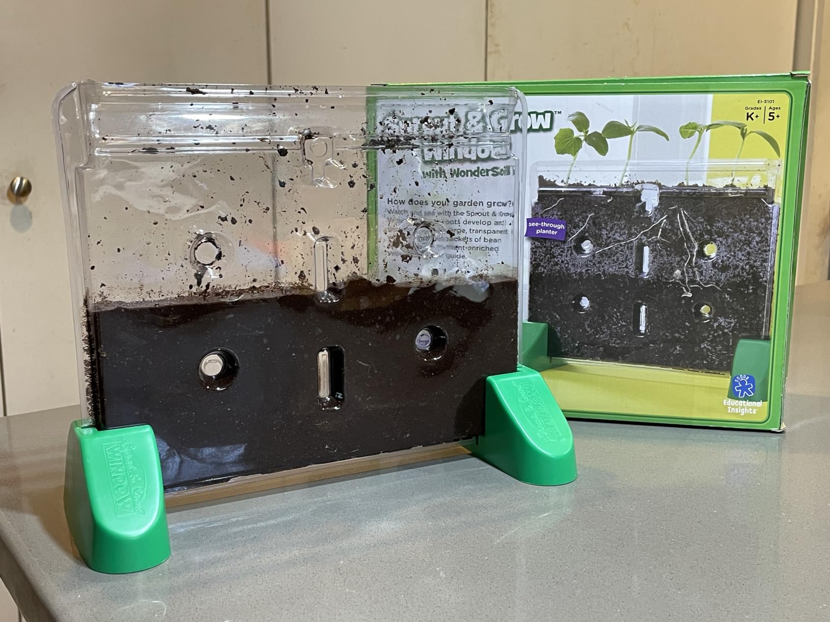 Educational Insights Sprout & Grow Window - See-Through Sprouts Growing Kit, Kids Gardening Set, Kid-Friendly Science Kits, Root Viewer, Gardening Kit for Kids, Indoor Classroom Planter, Ages 5+ customer photo 1