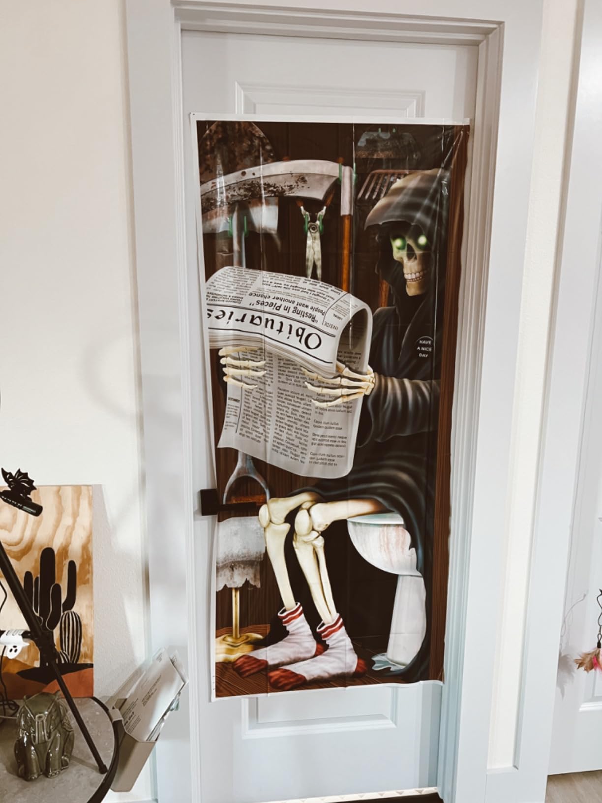 Beistle Skeleton Restroom Door Cover Halloween Decoration, 5 Ft x 30 in customer photo 2