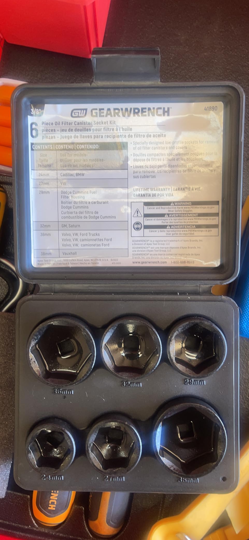 GEARWRENCH 6 Pc. Oil Canister Socket Set Service Kit, 41890 customer photo 1