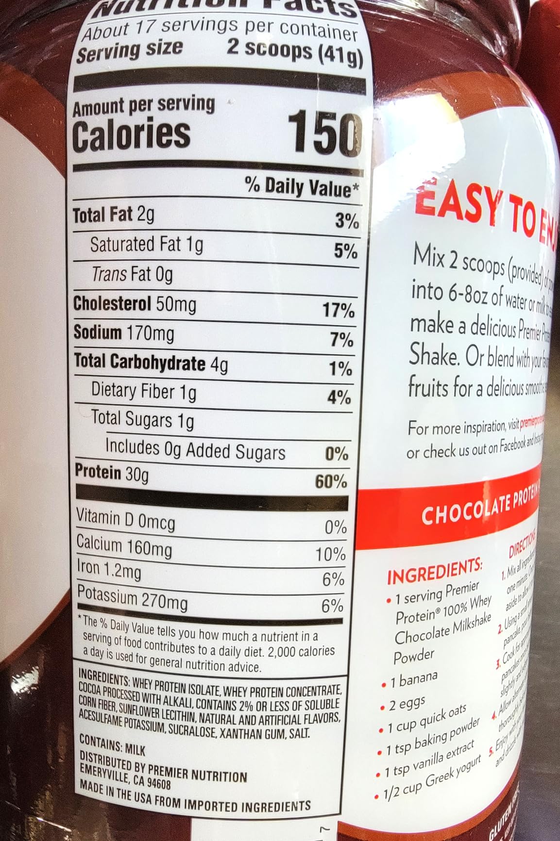 Premier Protein 30g High Protein Powder, 100% Whey, Chocolate, 17 Servings customer photo 2