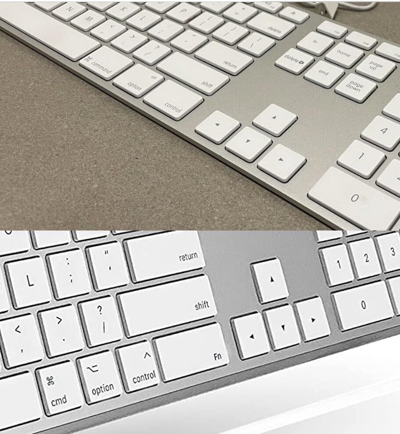 Macally Ultra Slim USB Wired Computer Keyboard - Compatible Apple Keyboard or Windows - Full Size with 20 Mac Keyboard Keys -with Numeric Keypad - Silver Aluminum Finish customer photo 1