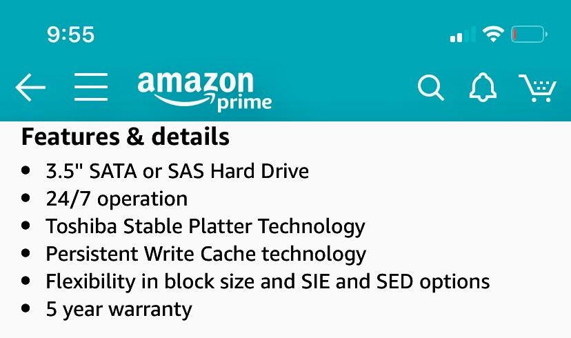 Toshiba MG Series Enterprise 12TB 3.5’’ SATA 6Gbit/s Internal HDD 7200RPM 550TB/year 24/7 Operation. MG07ACA12TE customer photo 1