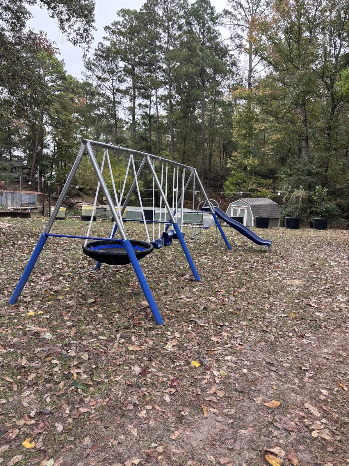 Fun Forever - 8 User Metal Swing Set for Backyard with Slide, 800lbs. Max customer photo 1