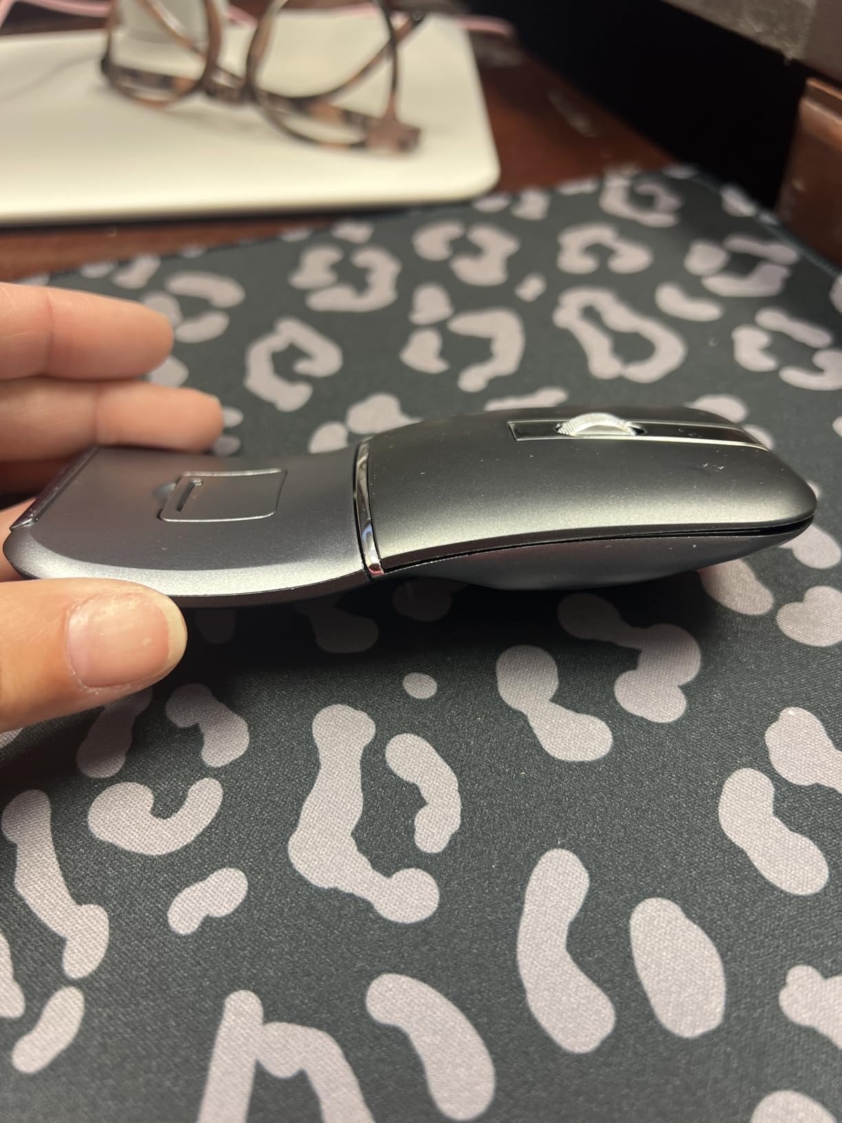 Bluetooth Wireless Arc Travel Mouse, Bluetooth 5.0/4.0 & 2.4G Tri-Mode, Rotating Foldable Ergonomic Mice, Type-C Rechargeable Multi-Device for Microsoft Laptop, PC, MacBook, Chromebook, Lenovo - Black customer photo 1
