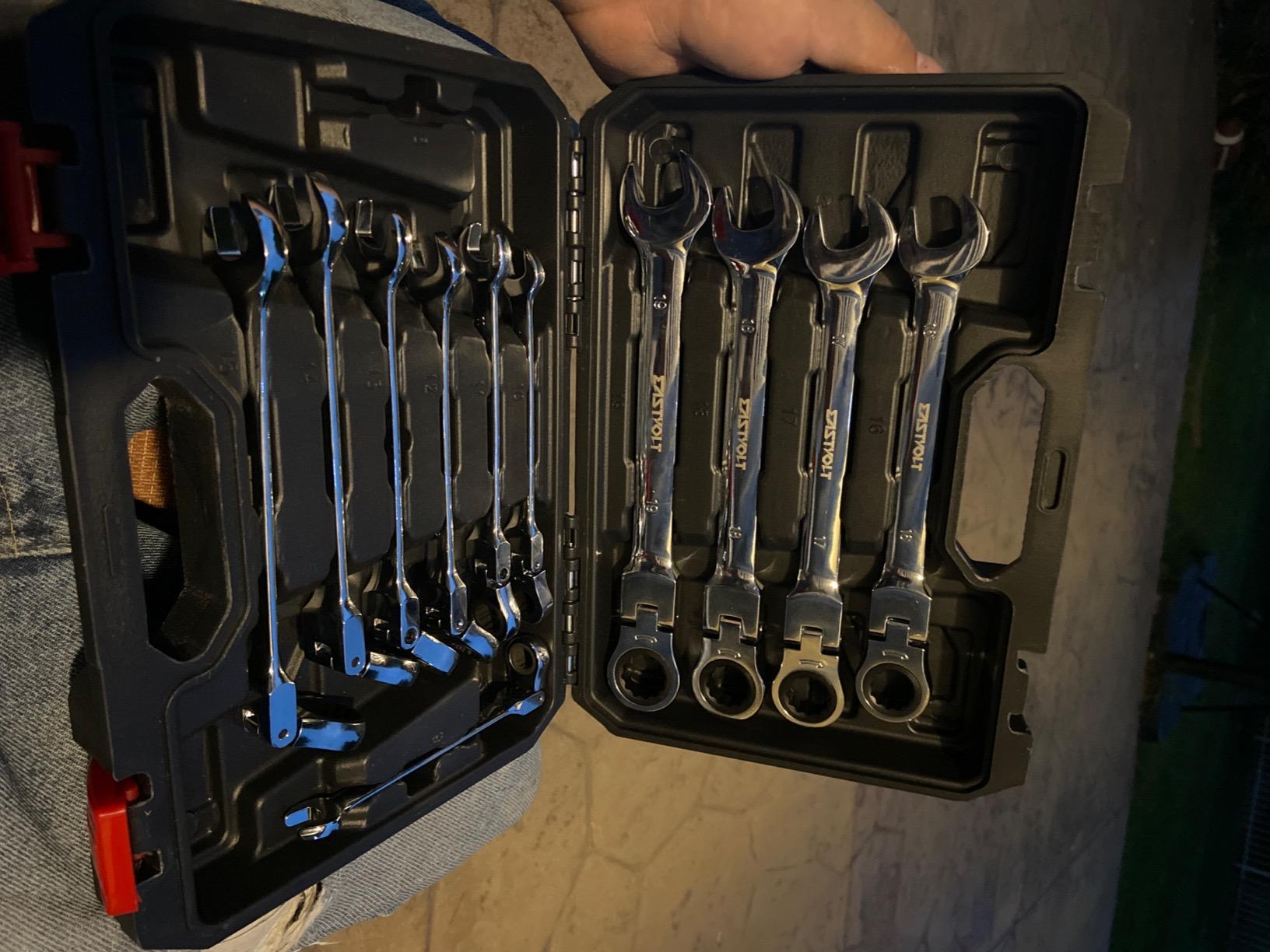 Eastvolt 12-Piece Flex-Head Ratcheting Wrench Set, Metric 8mm-19mm, Combination Ended Spanner kits, Chrome Vanadium Steel with Toolbox, EVHT1201 customer photo 1