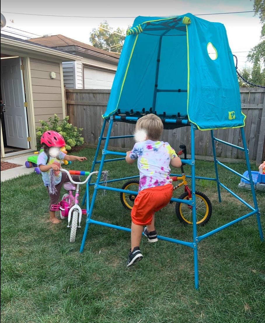 Explorer 2 Jungle Gym Climbing Set with Adjustable Steel Frame, Weather-Resistant Canopy & Platform, Outdoor Playset and Playground Equipment for Kids Ages 3-12, 220 lbs Capacity customer photo 1